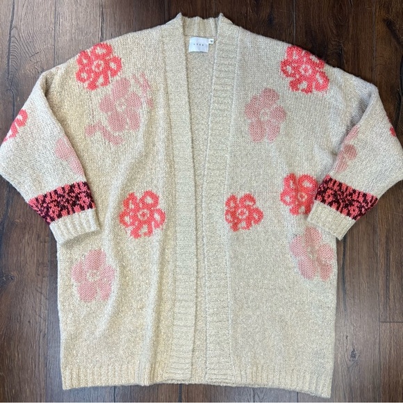 LUSH floral open cardigan SZ LG - Picture 1 of 4